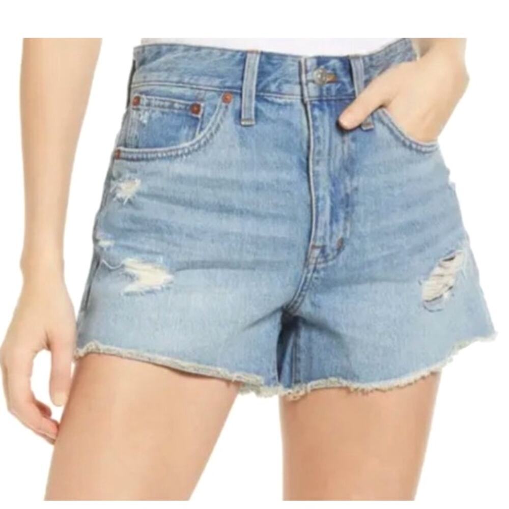 MADEWELL Perfect Jean Super Short Denim Distressed Summer Beach Size 27